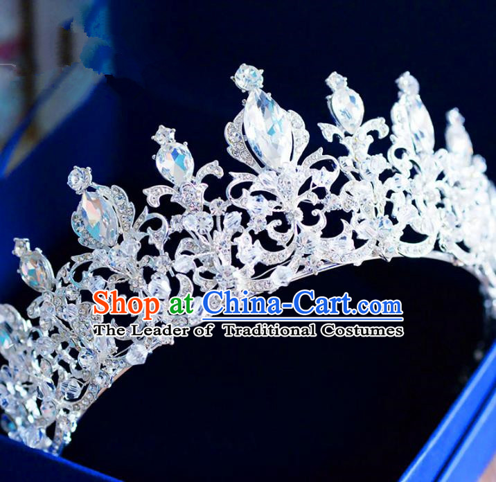 Top Grade Handmade Baroque Princess Crystal Royal Crown Hair Imperial Crown for Women