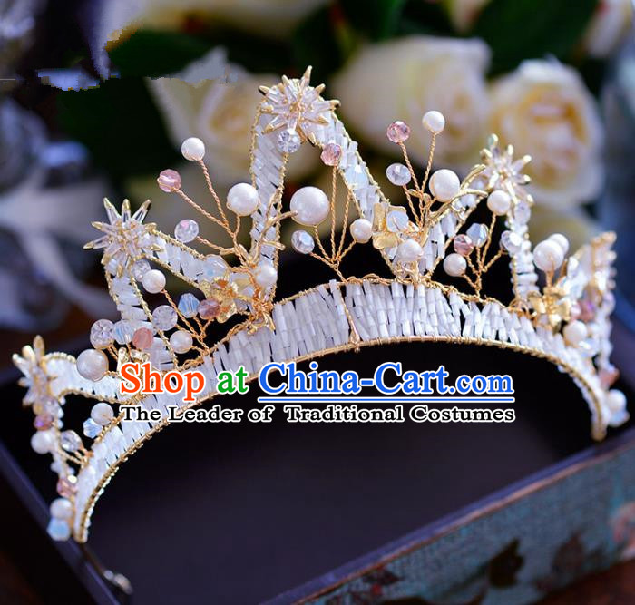 Top Grade Handmade Hair Accessories Baroque Princess Beads Royal Crown Headwear for Women