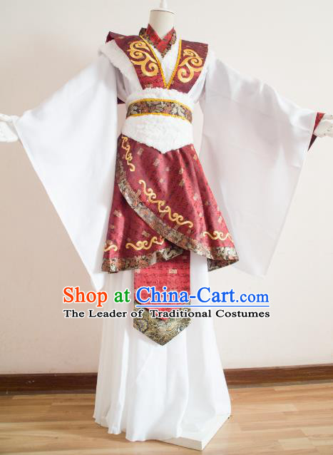 Chinese Ancient Cosplay Royal Highness Embroidered Costume Qin Dynasty Swordsman Clothing for Men