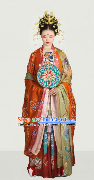 Traditional Chinese Tang Dynasty Wedding Embroidered Costume Ancient Imperial Empress Hanfu Dress for Women