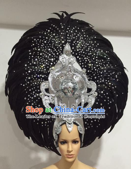 Feather Brazilian Carnival Headdress Rio Samba Dance Miami Catwalks Deluxe Hair Accessories for Women