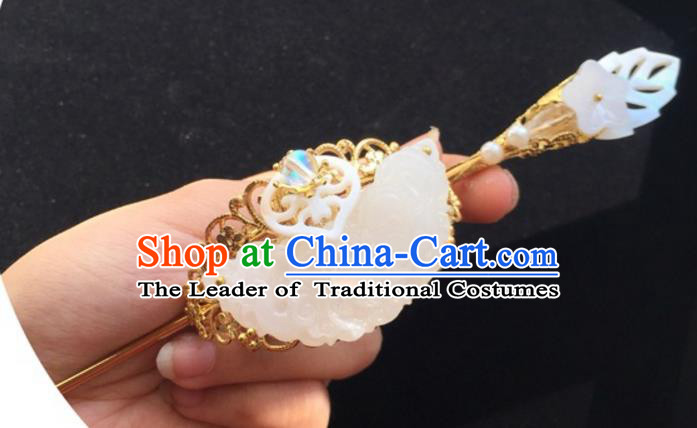 Chinese Traditional Ancient Prince Hair Accessories Swordsman Hairpins Jade Tuinga for Men