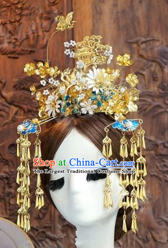 Chinese Handmade Wedding Hair Accessories Ancient Bride Phoenix Coronet Hairpins for Women