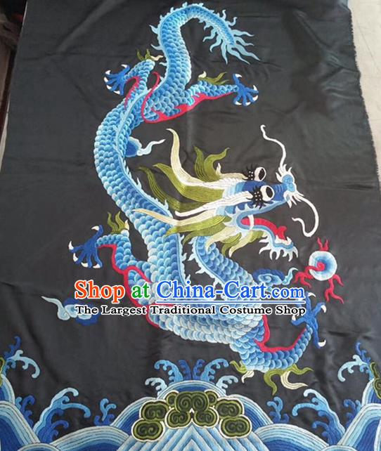 Chinese Traditional Handmade Embroidery Craft Embroidered Dragon Black Silk Patches