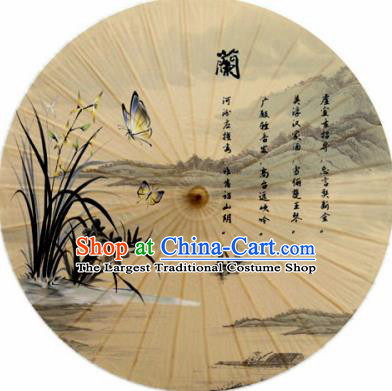 Chinese Classical Dance Handmade Ink Painting Butterfly Orchid Paper Umbrella Traditional Decoration Umbrellas