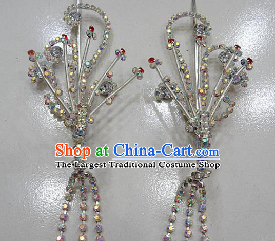 Chinese Traditional Beijing Opera Diva Phoenix Hairpins Princess Crystal Tassel Hair Clip Hair Accessories for Adults