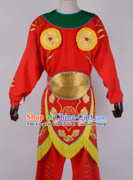 Professional Chinese Beijing Opera Takefu Costume Ancient Soldier Red Clothing for Adults