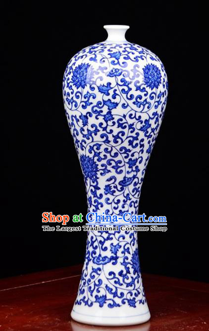 Chinese Jingdezhen Ceramic Craft Twine Lotus Pattern Enamel Vase Handicraft Traditional Porcelain Vase