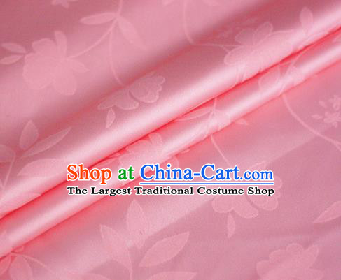 Chinese Pink Brocade Classical Flowers Pattern Design Satin Cheongsam Silk Fabric Chinese Traditional Satin Fabric Material