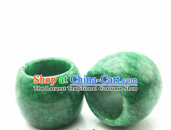 Chinese Handmade Ancient Jade Rings Traditional Green Jade Thimble Jewelry Accessories for Women for Men