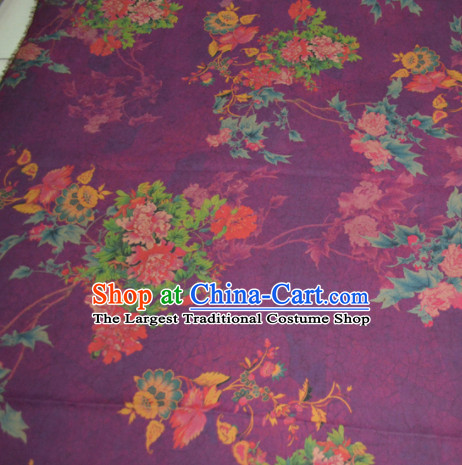 Chinese Traditional Cheongsam Classical Peony Pattern Purple Gambiered Guangdong Gauze Asian Satin Drapery Brocade Silk Fabric