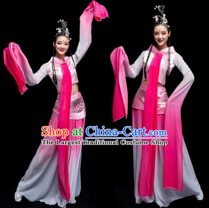 Traditional Chinese Classical Dance Cai Wei Costume Court Dance Water Sleeve Dance Pink Dress for Women