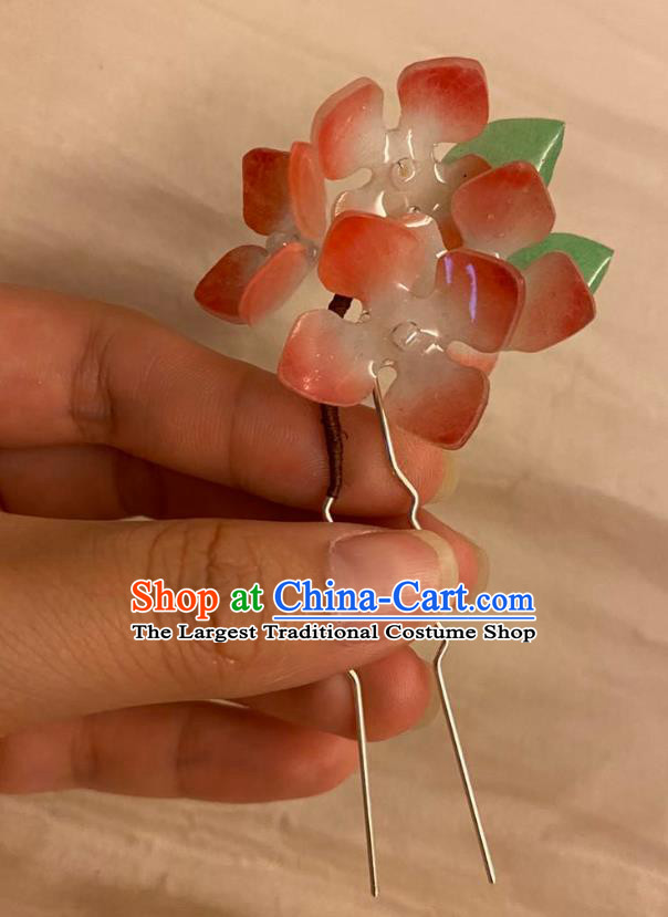 Chinese Ancient Palace Lady Pink Hydrangea Hairpin Hanfu Hair Accessories Handmade Hair Clip