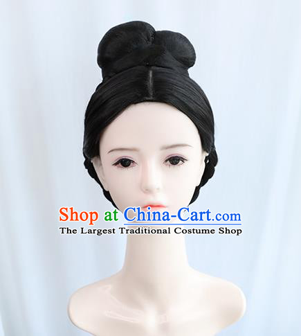 Chinese Song Dynasty Court Female Bangs Wigs Best Quality Wigs China Cosplay Wig Chignon Ancient Imperial Consort Wig Sheath