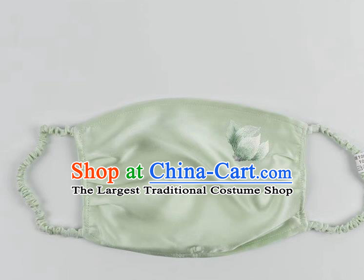 Light Green Silk Mask Handmade Embroidered Face Mask Chinese Style Protective Mask Accessories