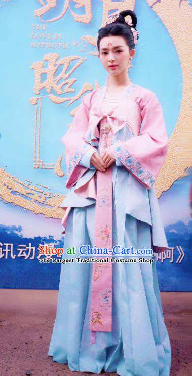 Chinese Ancient Palace Princess Kang Le Dress Historical Drama The Love By Hypnotic Costume and Headpiece for Women