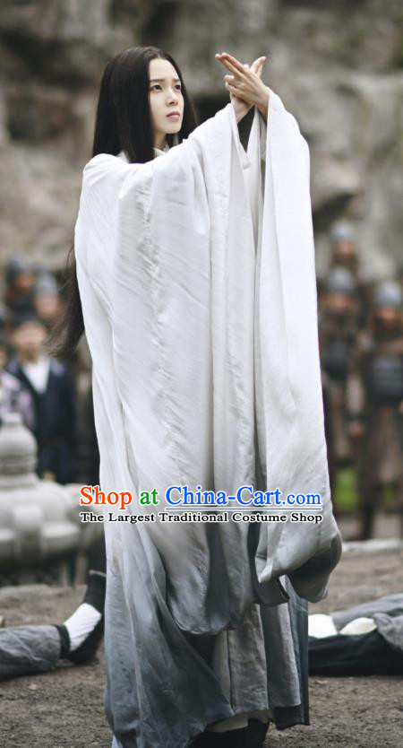 Chinese Ancient Witch Hanfu Dress Tang Dynasty Apparels Costumes and Headdress Drama Wu Xin The Monster Killer Sorceress Liu Qingluan Garment