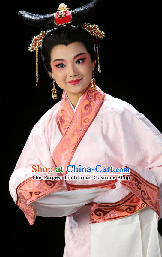 Chinese Beijing Opera Court Lady Hanfu Dress Costumes Cao Cao And Yang Xiu Peking Opera Hua Tan Imperial Consort Garment and Hair Ornaments