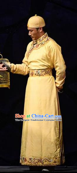 Chinese Traditional Qing Dynasty Emperor Apparels Costumes Historical Drama Da Qing Xiang Guo Ancient Monarch Kangxi Garment Clothing and Headwear