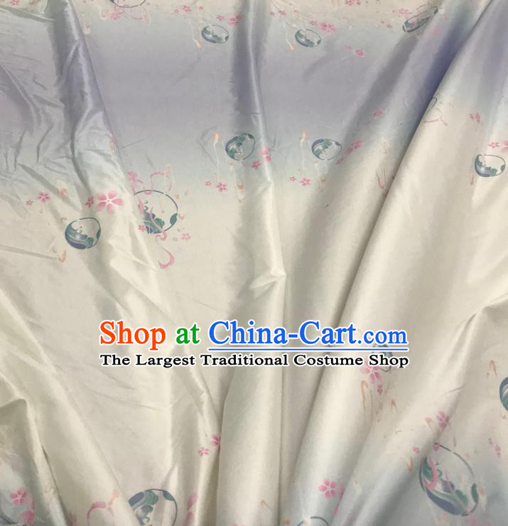 Chinese Hanfu Dress Traditional Plum Wave Pattern Design Satin Fabric Silk Material Traditional Asian Tapestry