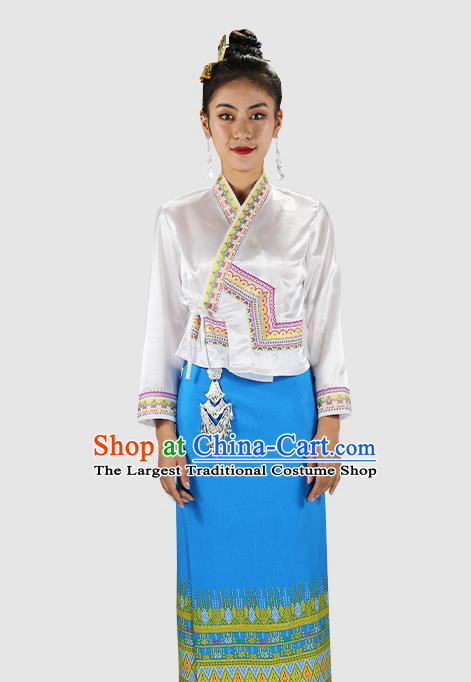 Chinese Yunnan Minority Outfits Clothing Dai Nationality Dance Dress Yunnan Ethnic Woman Informal Costume