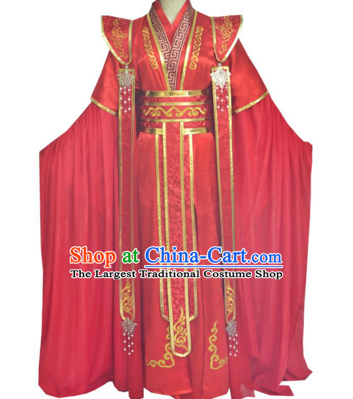 Chinese Ancient Emperor Red Hanfu Clothing Drama Cosplay Tang Dynasty King Wedding Garment Costumes