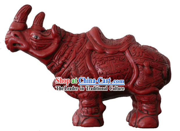 Chinese Hand Carved Palace Lacquer Craft-Rhinoceros