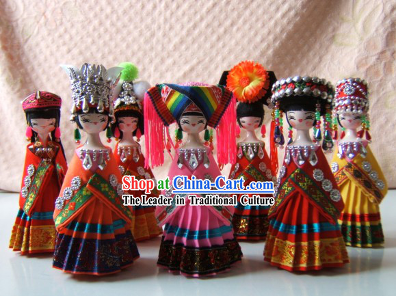 Chinese Classic 56 Minority Handmade Folk Dolls_56 pieces set_