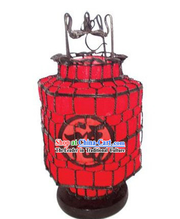 Chinese Chinese Ancient Lucky Red "Fu" Fabric Iron Lantern