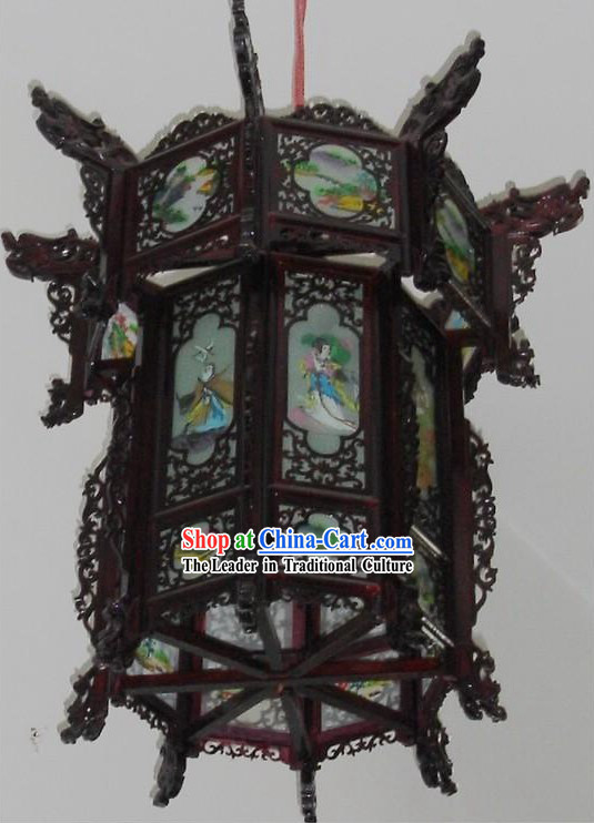 Chinese Hand Made Oil Painting Palace Ceiling Lantern_Lamp_-Ancient Beauties