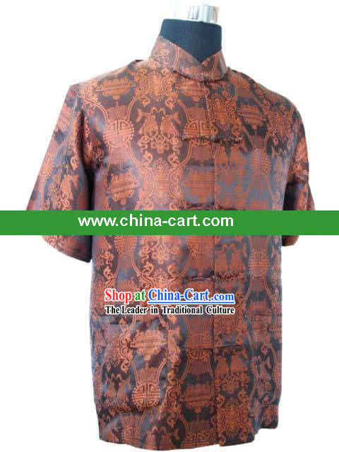 Chinese Mandarin Style Lucky "Xi" Blouse for Man