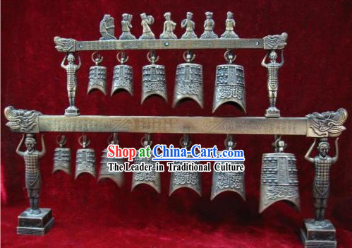 Archaize 15" Length Chinese Musical Instrument - 16 Bells Set Bian Zhong
