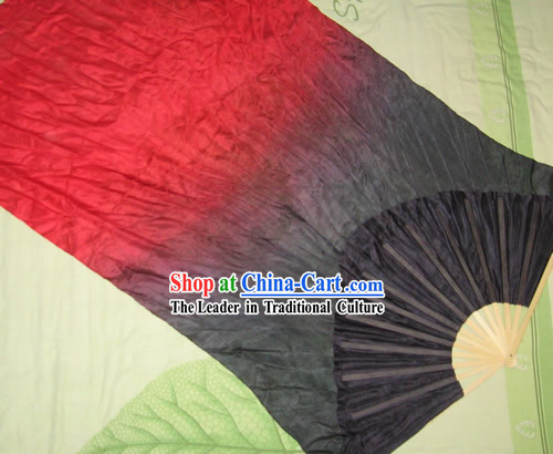 Supreme Bamboo Handle Chinese Traditional Silk Dance Fan _red to black color transition_