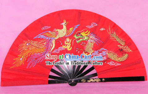 Chinese Stainless Dragon Phoenix Steel Taiji and Kung Fu Fan