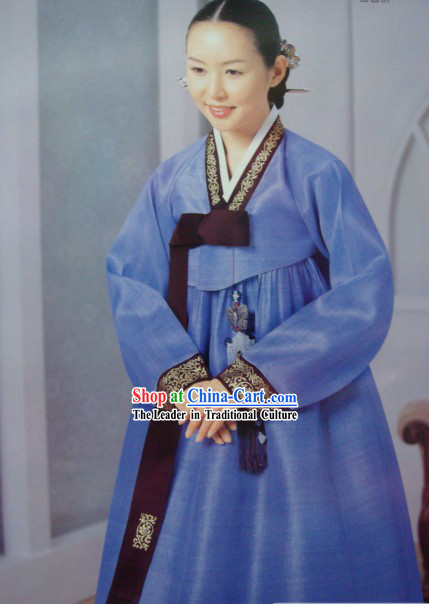 Korean Classic 100_ Handmade Korean Hanbok for Woman _deep blue_