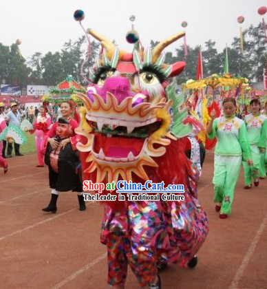 Happy Celebration Two People Dragon Dance Costumes Complete Set