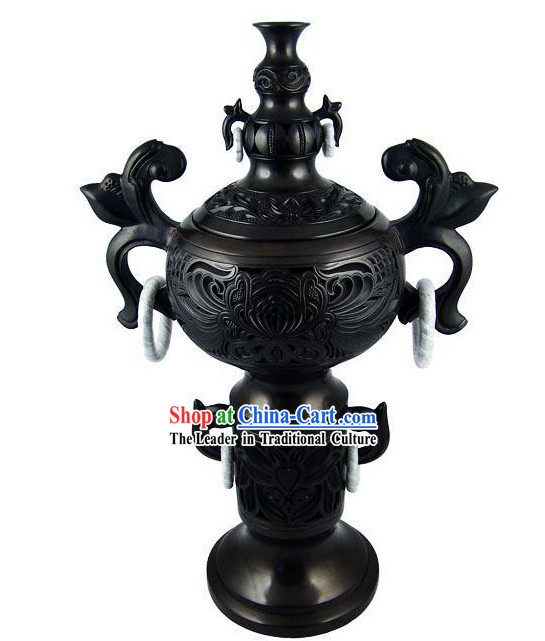 Chinese Traditional Longshan Black Pottery - Censer
