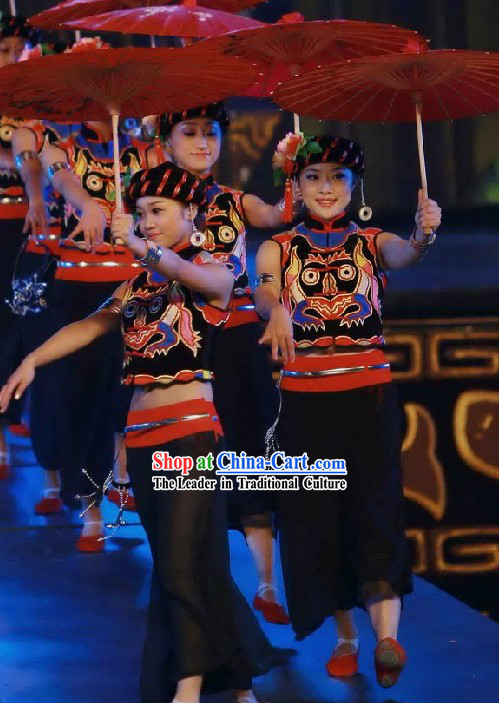 Chinese Traditional Minority Dance Hat and Costumes For Women