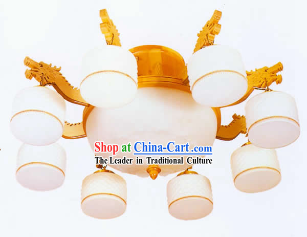44 Inches Large Round Chinese Hand Made Dragons Ceiling Lanterns Set