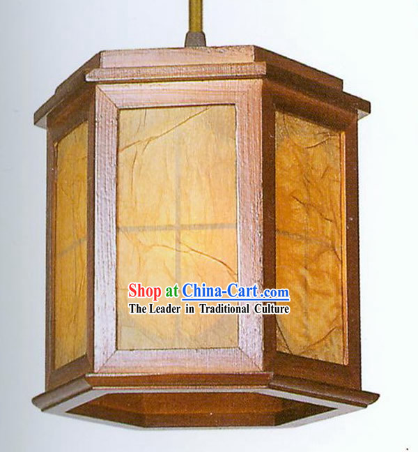 Chinese Traditional Hand Made Sheepskin Wooden Ceiling Lanterns Set