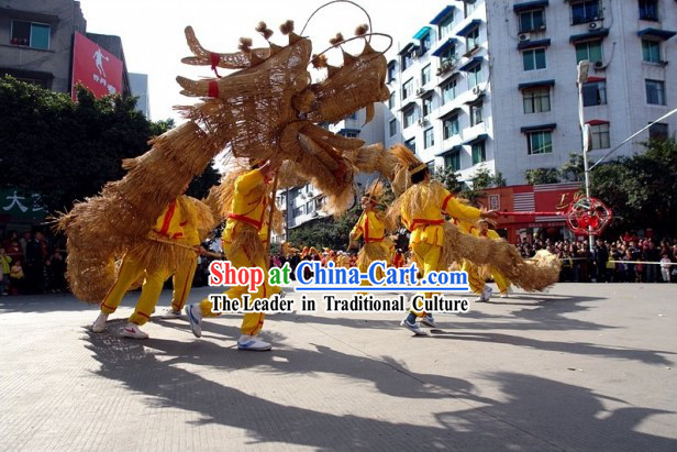Chinese Traditional Super Large Natural Straw Dragon Dance Equipments Complete Set