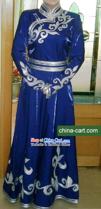 Traditional Chinese Mongolian Long Robe Complete Set for Women