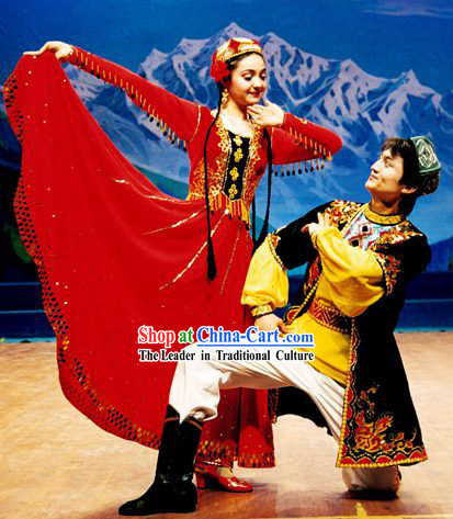 Chinese Traditional Xinjiang Minority Dance Costumes for Men and Women
