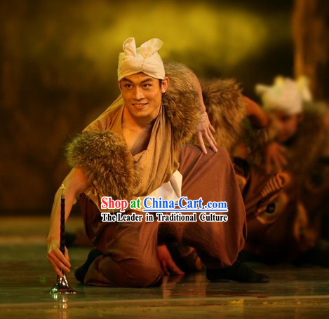 Traditional Chinese Farmer Hu Bei Costumes and Hat Set for Men