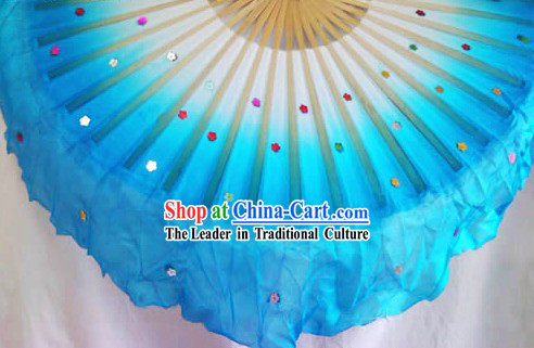 Chinese Traditional Silk Dance Fan _light blue_
