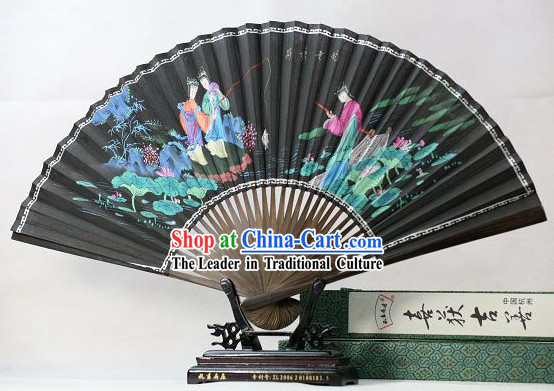 Chinese Hand Painted Fan - Fishing