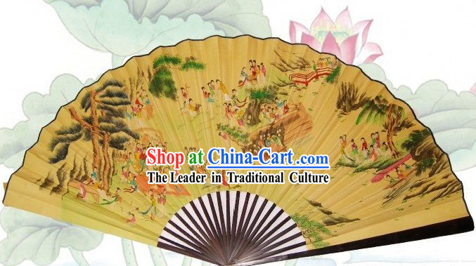 65 Inches Chinese Traditional Handmade Hanging Silk Decoration Fan - 100 Ancient Beauties