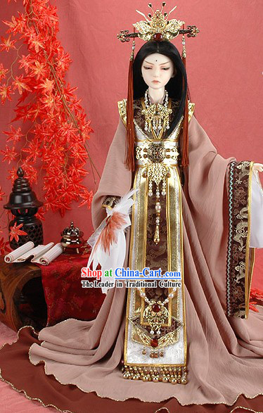 China Ancient Dynasty Emperor Costumes and Hat Complete Set