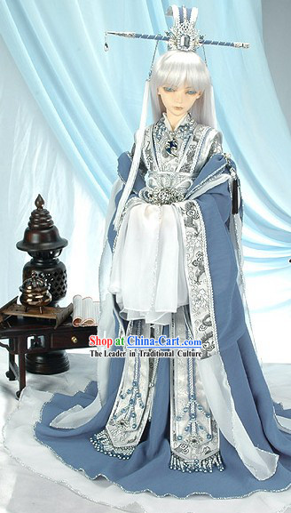 Chinese Traditional Men Palace Costume and Hat Complete Set