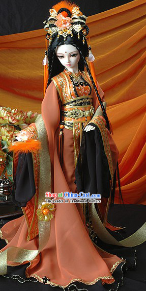 China Ancient Concubine Costumes and Hair Decoration Complete Set